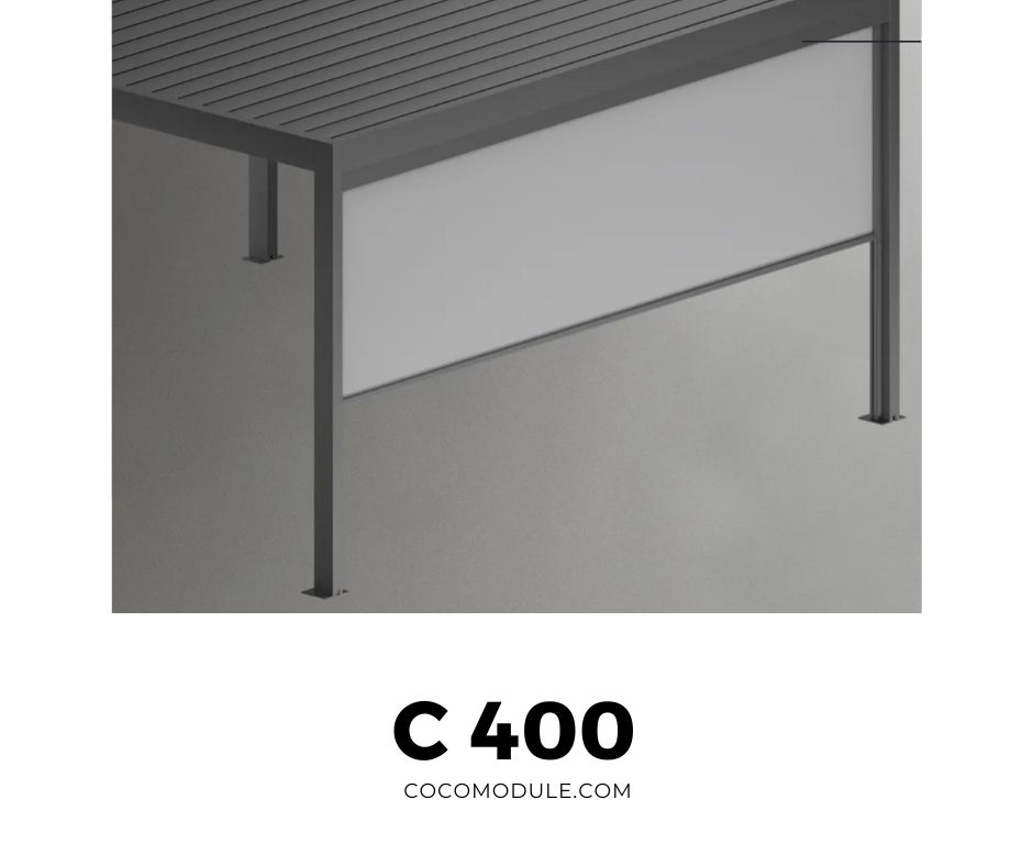 PERGOLA C400, pergole, pergole tarasowe, pergole aluminiowe, solidna konstrukcja, dach elektryczny, producent pergoli