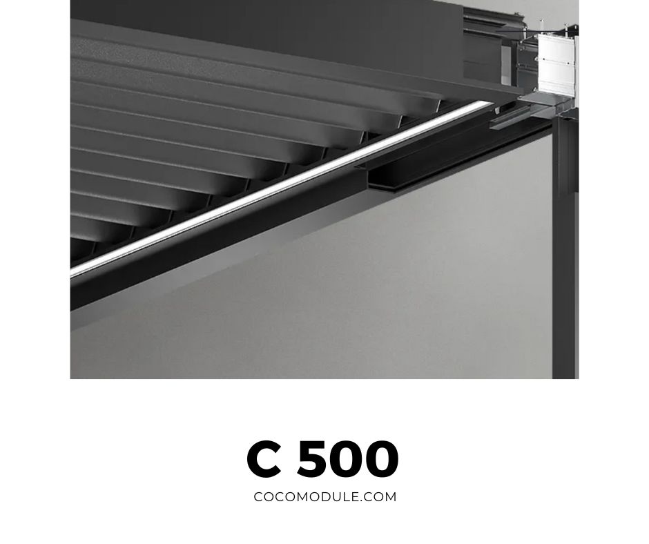 PERGOLA C500, pergole, pergole tarasowe, pergole aluminiowe, solidna konstrukcja, dach elektryczny, producent pergoli