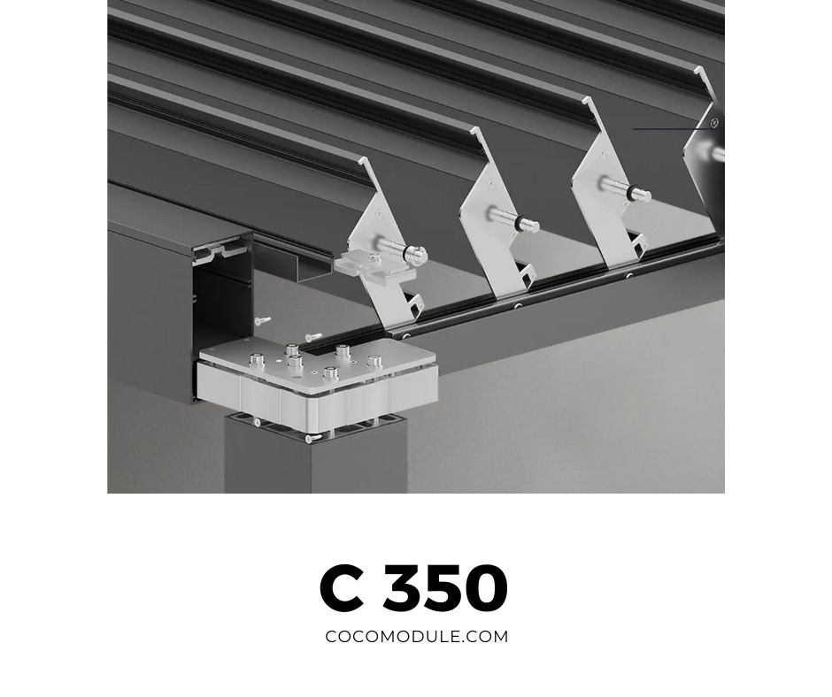 PERGOLA C350, pergole, pergole tarasowe, pergole aluminiowe, solidna konstrukcja, dach elektryczny, producent pergoli