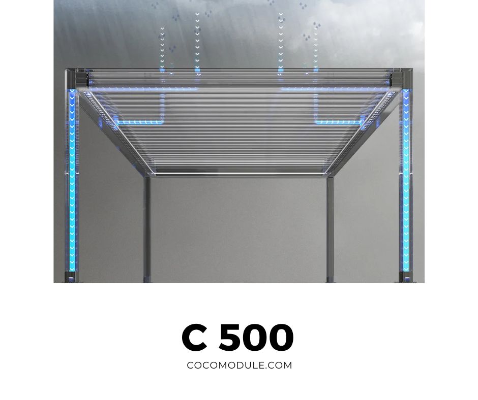 PERGOLA C500, pergole, pergole tarasowe, pergole aluminiowe, solidna konstrukcja, dach elektryczny, producent pergoli