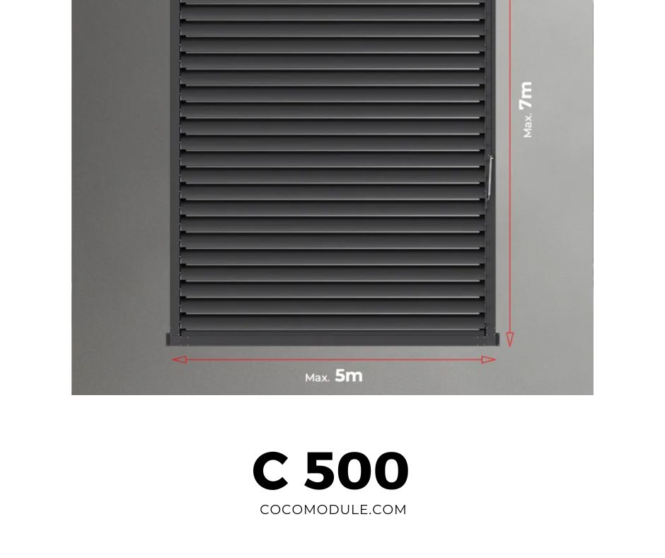 PERGOLA C500, pergole, pergole tarasowe, pergole aluminiowe, solidna konstrukcja, dach elektryczny, producent pergoli