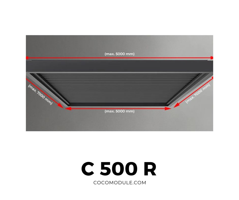 PERGOLA C500 R, pergole, pergole tarasowe, pergole aluminiowe, solidna konstrukcja, dach elektryczny, producent pergoli