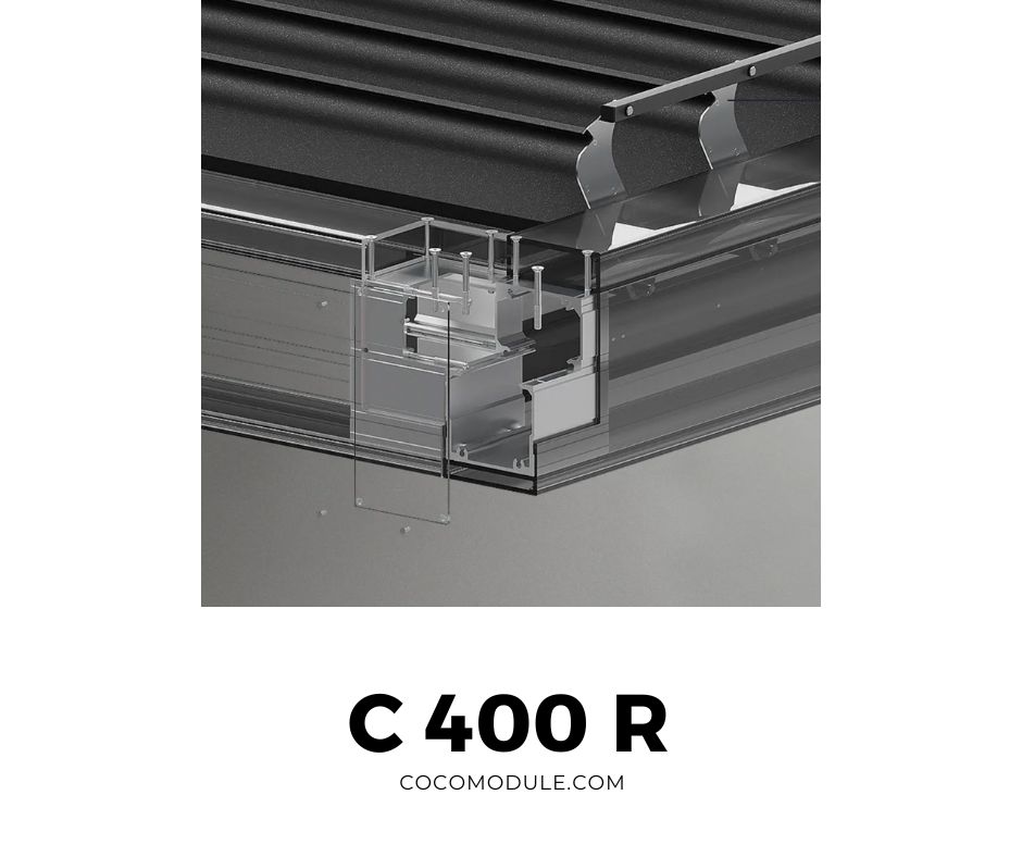 PERGOLA C400 R, pergole, pergole tarasowe, pergole aluminiowe, solidna konstrukcja, dach elektryczny, producent pergoli