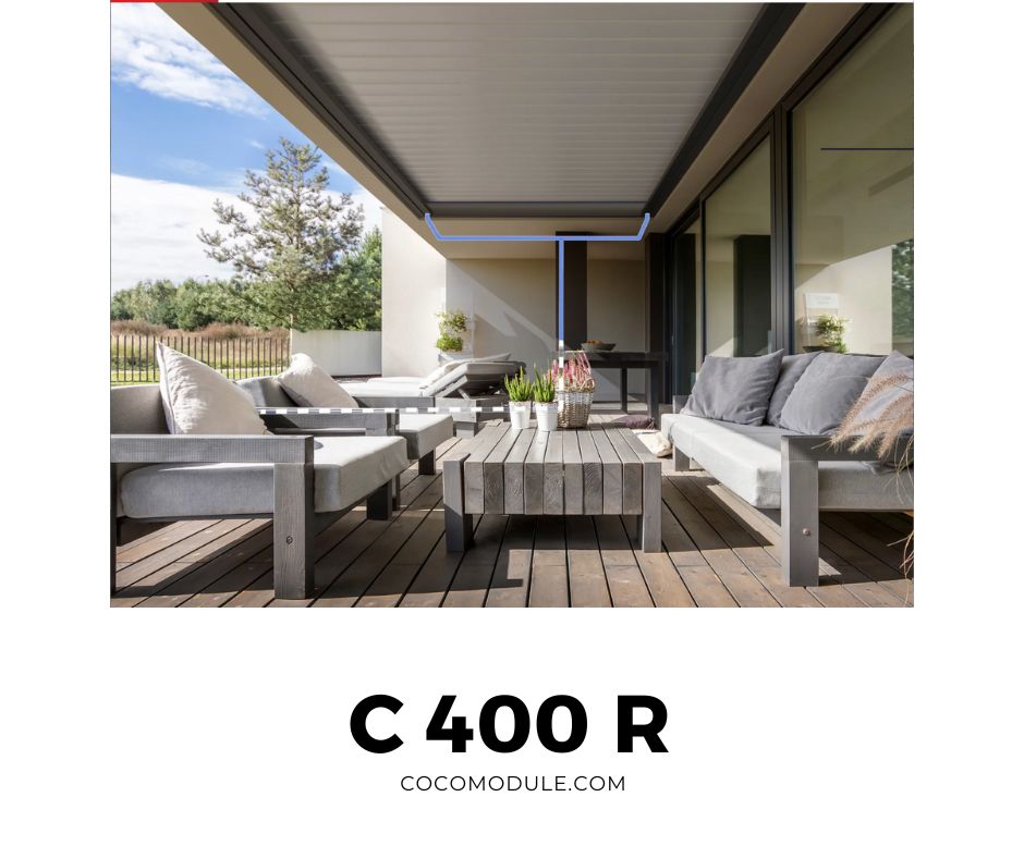 PERGOLA C400 R, pergole, pergole tarasowe, pergole aluminiowe, solidna konstrukcja, dach elektryczny, producent pergoli