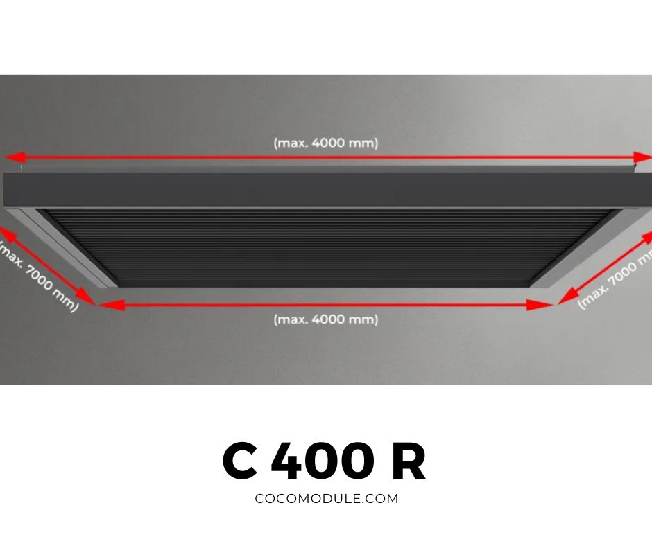 PERGOLA C400 R, pergole, pergole tarasowe, pergole aluminiowe, solidna konstrukcja, dach elektryczny, producent pergoli