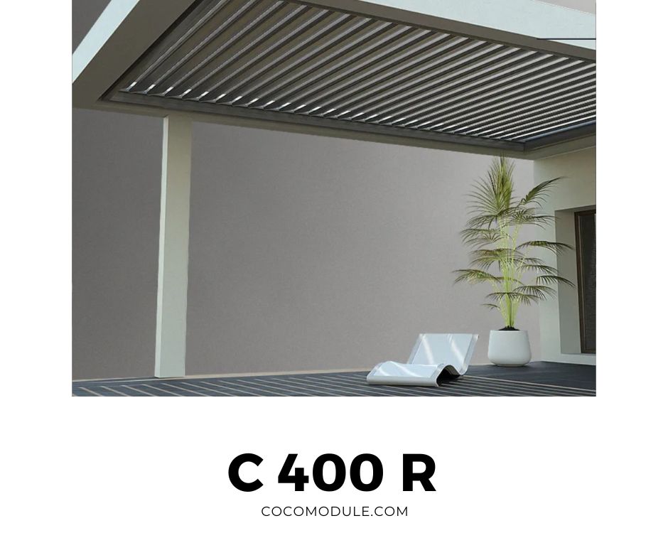 PERGOLA C400 R, pergole, pergole tarasowe, pergole aluminiowe, solidna konstrukcja, dach elektryczny, producent pergoli