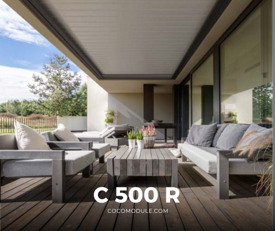 PERGOLA C500 R, pergole, pergole tarasowe, pergole aluminiowe, solidna konstrukcja, dach elektryczny, producent pergoli