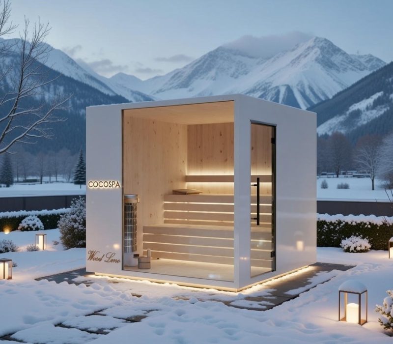 Biała sauna ogrodowa Milan 220 - COCOSPA COCOMODULE producent premium CLT
