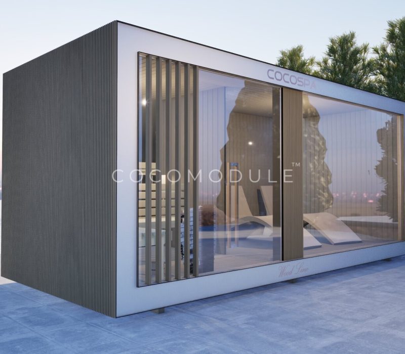 Sauna ogrodowa COCOSPA - 500x220 strefa relaksu, piec elektryczny lub na drewno, sauna premium ocieplona, producent cocomodule